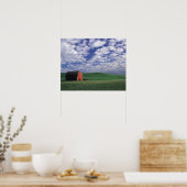 Roodschuur in het veld tarwe en gerst in Whitman Poster (Keuken)