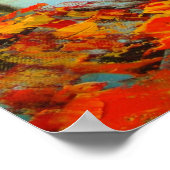 Roodse herfst rode tram paraplu romantisch koppel poster (Hoek)