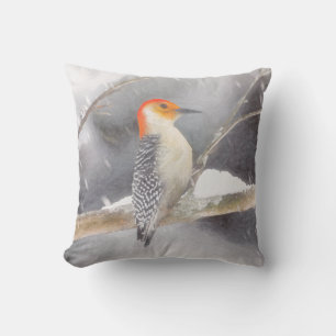 Roodsnavel-specht Schilderij Originele Vogel Kunst Buitenkussen