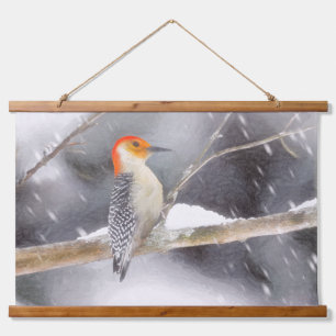Roodsnavel-specht Schilderij Originele Vogel Kunst Hangend Wandkleed
