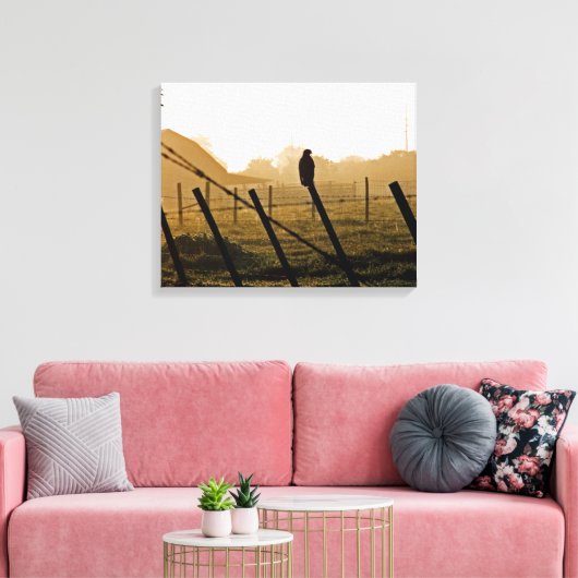 Roodstaart havik in de ochtend canvas afdruk (Insitu (Woonkamer))