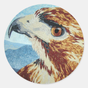 Roodstaart Hawk-textiel Ronde Sticker