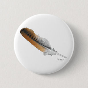 Roodstaartbuizerdveer Ronde Button 5,7 Cm