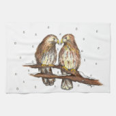 Roodstaarthavik Vogelvakantie Kerstwinter Theedoek (Horizontaal)