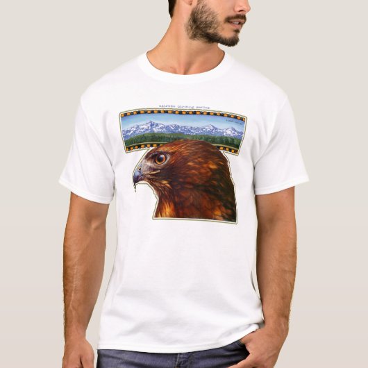 roodstaarthawk en sneeuwbergen t-shirt (Voorkant)