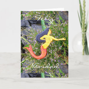 roodstaartsirena zeemeermin Feliz Navidad Feestdagen Kaart