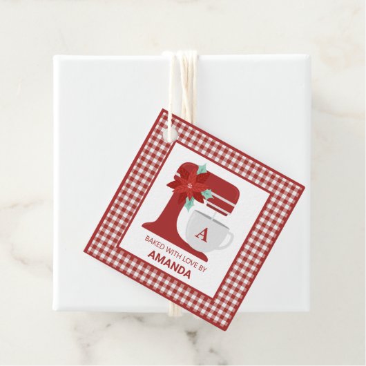 Roodstandaard mixer baking | Monogram | Kerstmis Bedankjes Labels (In situ)