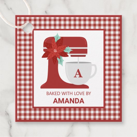Roodstandaard mixer baking | Monogram | Kerstmis Bedankjes Labels (Voorkant)