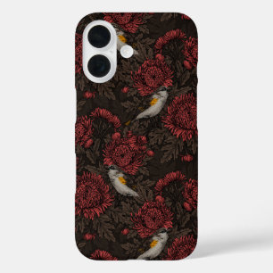 Roodstart in de chrysanten in bruin en rood iPhone 16 hoesje