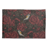 Roodstart in de chrysanten in bruin en rood kussensloop (Achterkant-Links)