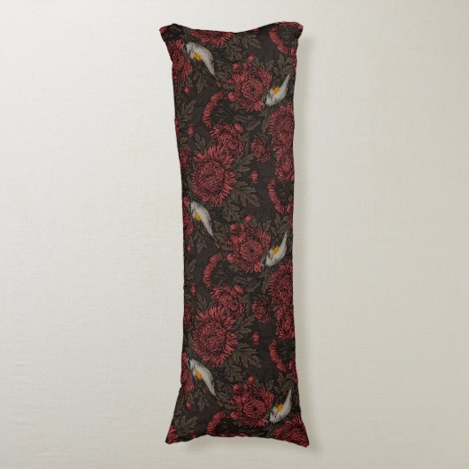 Roodstart in de chrysanten in bruin en rood lichaamskussen (Voorkant Verticaal)