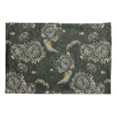 Roodstart in de chrysanten in groen en wit kussensloop (Achterkant-Links)