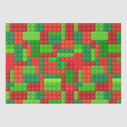 Roodstenen en groene bouwstenen | Kerstmis Tissuepapier (Voorkant)