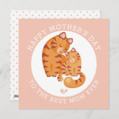 Roodtijgerkat en roze kat Moederdag Feestdagenkaart (Voorkant / Achterkant)