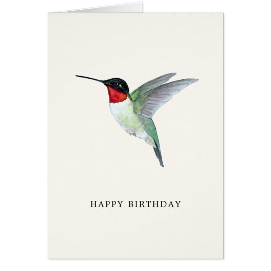Roodtroebele Hummingbird Birthday Card (Voorkant)