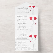 Roodtulp Waterverf Spring Wedding All In One Uitnodiging (Binnen)