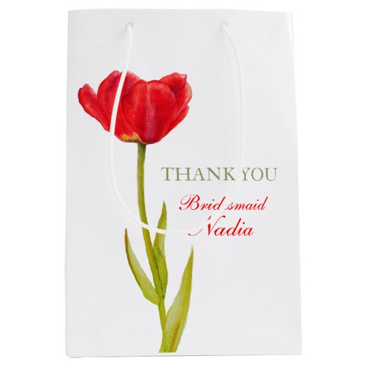 Roodtulpbruidbruidsschat voor middelgrote cadeaast medium cadeauzakje (Voorkant)