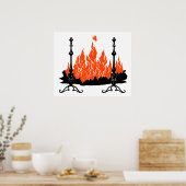 Roodvlammen, silhouette kunst poster (Keuken)