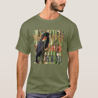 Roodvleugel T-shirt met zwarte vogel