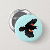 Roodvleugelige zwarte vogel ronde button 5,7 cm (Voorkant /achterkant)