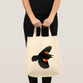 Roodvleugelige zwarte vogel tote bag (Voorkant (product))