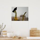 Roodvleugeltroepiaal op bloemenposter poster (Keuken)