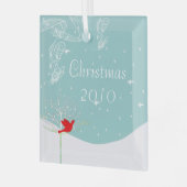 Roodvogelsneeuw Bevroren kerstversiering Glas Ornament (Voorkant links)