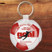 roodwit voetbal doel meiden teamgeest sleutelhanger (Voorkant)
