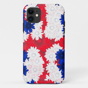 Roodwitte, blauwe bloemen iPhone 11 hoesje