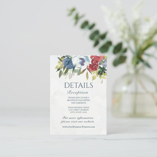 Roodwitte blauwe Waterverf Grieks huwelijk Informatiekaartje (Staand voorkant)