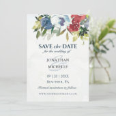 Roodwitte blauwe Waterverf Grieks huwelijk Save The Date (Staand voorkant)