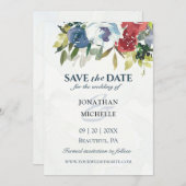 Roodwitte blauwe Waterverf Grieks huwelijk Save The Date (Voorkant / Achterkant)