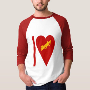 Roodwitte T-shirt I LOVE RUGBY
