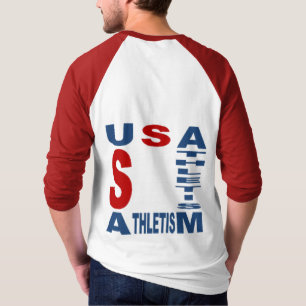 Roodwitte T-shirt USA ATHLETISM