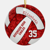 roodwitte volleybalplokleuren keramisch ornament (Voorkant)