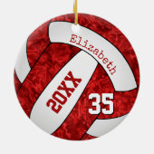 roodwitte volleybalplokleuren keramisch ornament (Achterkant)