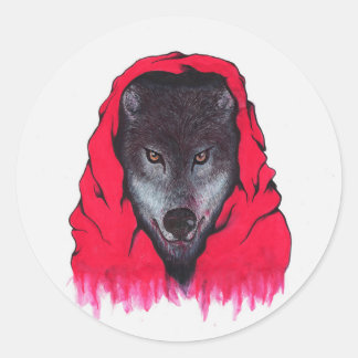 Roodwolf (Stickers) Ronde Sticker
