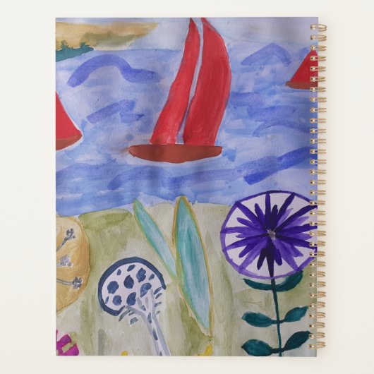 Roodzeilen en bloemen planner (Achterkant)