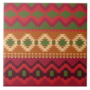 roodzuidwestpatroon - westerne abstracte kunst tegeltje