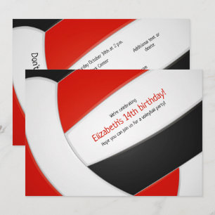 roodzwarte volleybaljongens verjaardagsfeest kaart