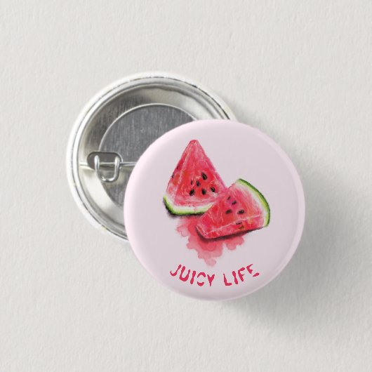 Roodzweet Juicy Watermeloenen Button (Voorkant /achterkant)