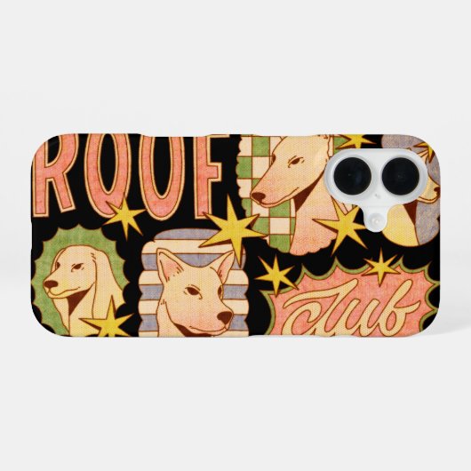 Roof Club / Hond Illustraties iPhone 16 Hoesje (Achterkant horizontaal)