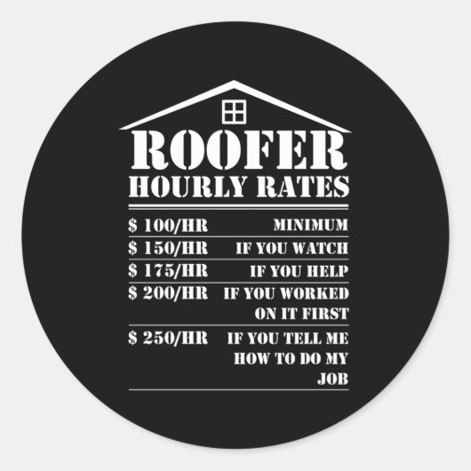 Roofer Prijs per uur Dakbouwer voor Ronde Sticker (Voorkant)