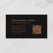 Roofer QR Code Roofing Business Black Copper Visitekaartje (Achterkant)