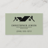 Roofer QR Code Roofing Business Sage Green Visitekaartje (Voorkant)
