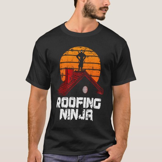 Roofer Roofing Ninja Contractor T-shirt (Voorkant)