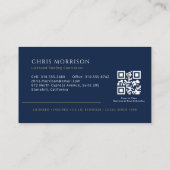 Roofing QR Code Roofer Company Navy Blue Gold Visitekaartje (Achterkant)
