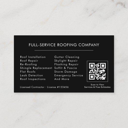 Roofing Service QR Code Visitekaartje (Achterkant)