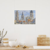 Rooftop Cityscape schilderij Poster (Keuken)