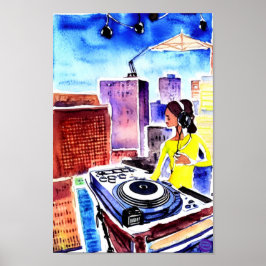 ROOFTOP DJ IN OLIE POSTER